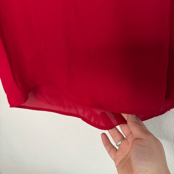 Talbots Red Latern Bubble Sleeve Neck Blouse Size XL Curved Hem - Picture 6 of 11